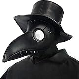 Creepy Party Pest Doktor Maske Schwarz Leder Lange Nase Vogelschnabel...