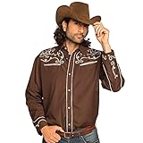 Boland - Herren-Hemd Western, Braun mit Stickerei, Cowboy, Wilder...