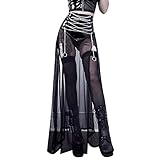 dPois Damen Gothic Kleidung Rock Wetlook Maxirock Partyrock Lack Leder...