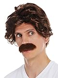 WIG ME UP - 7090-FR33A Perücke Karneval Halloween Herren Schnauzbart...
