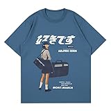 Aelfric Eden Herren Oversized Tshirt Anime Aufdruck Japanisch Vintage...