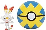 Pokemon Clip and Go Pokeball & Pokemon Figur Scorbunny Hopplo – 5 cm...
