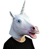 CreepyParty Halloween Kostüm Party Tierkopf Latex Maske Einhorn...