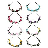 8 Stück Blumenkranz Blume Krone Stirnband,Mehrfarbig Girlande...