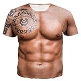 Battnot Herren T Shirt, Lustig 3D Muskel Print Unisex Basic Große...