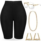 Hip Hop Damen Kostüm Kit Hose Sonnenbrille Kette Ohrringe (Schwarz,...
