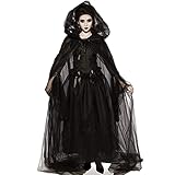 MiiDD Damen Hexen Halloween Kostüm Erwachsenen Geisterbraut Schwarze...