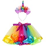 Hifot Einhorn Kostüm Prinzessin Set 2 Stück，Regenbogen Tutu Rock...