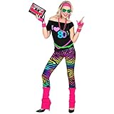 Widmann - Kostüm 80er Jahre Mode Girl, ärmelloses Shirt, Leggings,...