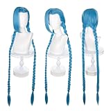 wxypreey Jinx Cosplay Perücke Blau Lange Perücke 120cm