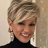 Creamily Perücke Kurz Blond Perücke Pixie Kurzhaar für Damen...
