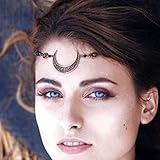 Runmi Boho Kopfkette Gold Braut Kopfschmuck Schwarz Perlen Stirnband...