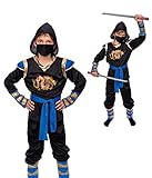 Magicoo goldener Drache Ninja Kostüm Kinder Jungen blau schwarz gold...