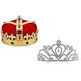 2 Stück königliche Königskrone und Königinskrone für Geburtstag,...