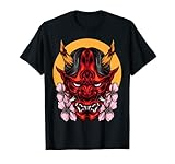 Demon Oni Mask With Sakura T-Shirt