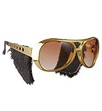 shoperama Goldene Sonnenbrille mit Koteletten Kostüm-Zubehör Brille...