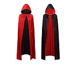 LQMY Umhang Schwarz Rot Doppelseitig Mit Kapuze Umhang Erwachsener...