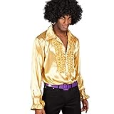 Boland- Disco Hemd mit Rüschen, Gold, für Herren, Kostüm, Party...