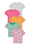 C&A Kinder Mädchen T-Shirt Bedruckt|Streifen|Unifarben Multipack|5er...
