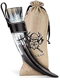 VIKING CRAFT® Trinkhorn Wikinger ca. 450ml - Authentisches 3-Teiliges...