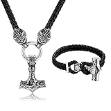 JeweBella Thors Hammer Halskette Wikinger Armband für Herren Mjölnir...