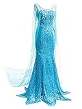YOSICIL Damen Prinzessin ELSA Kleid Frauen Eiskönigin Kostüm Kleid...