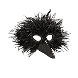 Widmann 00580 - Maske Vogel, mit schwarzen Federn, Papagei, Karneval,...