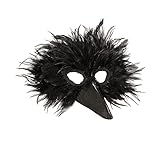 Widmann 00580 - Maske Vogel, mit schwarzen Federn, Papagei, Karneval,...