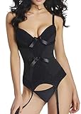 KUOSE Damen Shapewear Corsage Spaghetti Strap Bowknot Korsett Top mit...