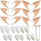 obscyon 6paar Elfenohren Latex Ohren Spitzohren, 6 Paar Vampirzähne...