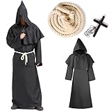 YADODO Mönch Kostüm Herren mit Kapuze Priester Kostüm Herren Kirche...