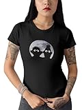 Sesamstrasse Ernie and Bert in Mondlicht Damen T-Shirt Schwarz, Gr: M