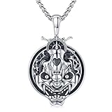 Halloween Halsketten 925 Sterling Silber Hannya Oni Maske Anhänger...