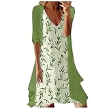 Frauen Casual Print Kleid V-Ausschnitt Ärmel Kleid Halbarm Chiffon...