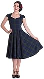 Hell Bunny Damen Kleid Aberdeen 4543 Karo Dress Blau L