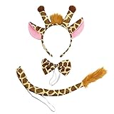 TSHAOUN Giraffen Kostüm Set, Giraffe Haarreif, Fliege, Schwanz,...