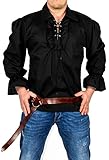 Foxxeo Piratenhemd Herren schwarz Rüschenhemd Mittelalter Hemd...