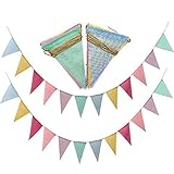 2 Stück Bunt Wimpelkette Wimpelbanner Wimpelgirlande Outdoor Girlande...
