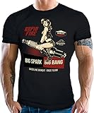 Classic Biker Racing Motorrad T-Shirt: Big Spark - Big Bang