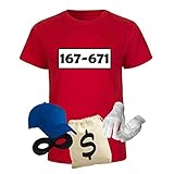 T-Shirt Panzerknacker Kostüm-Set Deluxe+ Cap Maske Karneval Kids...