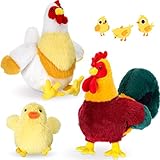 3 Stück Küken und Hahn Kuscheltier 8 Zoll Henne Huhn mit Babyküken...
