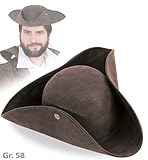 KarnevalsTeufel Piraten-Hut Wildlederoptik, braun