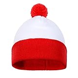 NUWIND Unisex Winter Bommelmütze Rot-weiß Walter Mütze Hut...