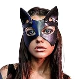 Junxcj Katzenmaske, Sexy PU Leder Katzenohr Maske, Halbe Maske Cosplay...