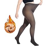 PUNKYOUTH Thermo Strumpfhose Damen Gefüttert Hautfarben Plus Size...