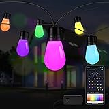 ASAHOM Lichterkette Außen, Smart LED Bluetooth RGB Glühbirnen, IP65...