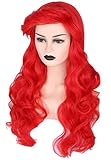 Topcosplay Ariel Perücke Rot, Hochwertige Halloween Kostüm Cosplay...
