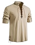 LucMatton Herren Retro Schnürung Mittelalter Kostüm Shirts für...