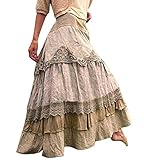 Minetom Röcke Damen Vintage Langer Rock Plissee Maxi Röcke...