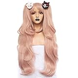 Perücke für Junko Enoshima Cosplay Rosa Lang Locken mit x2 Ponytails...